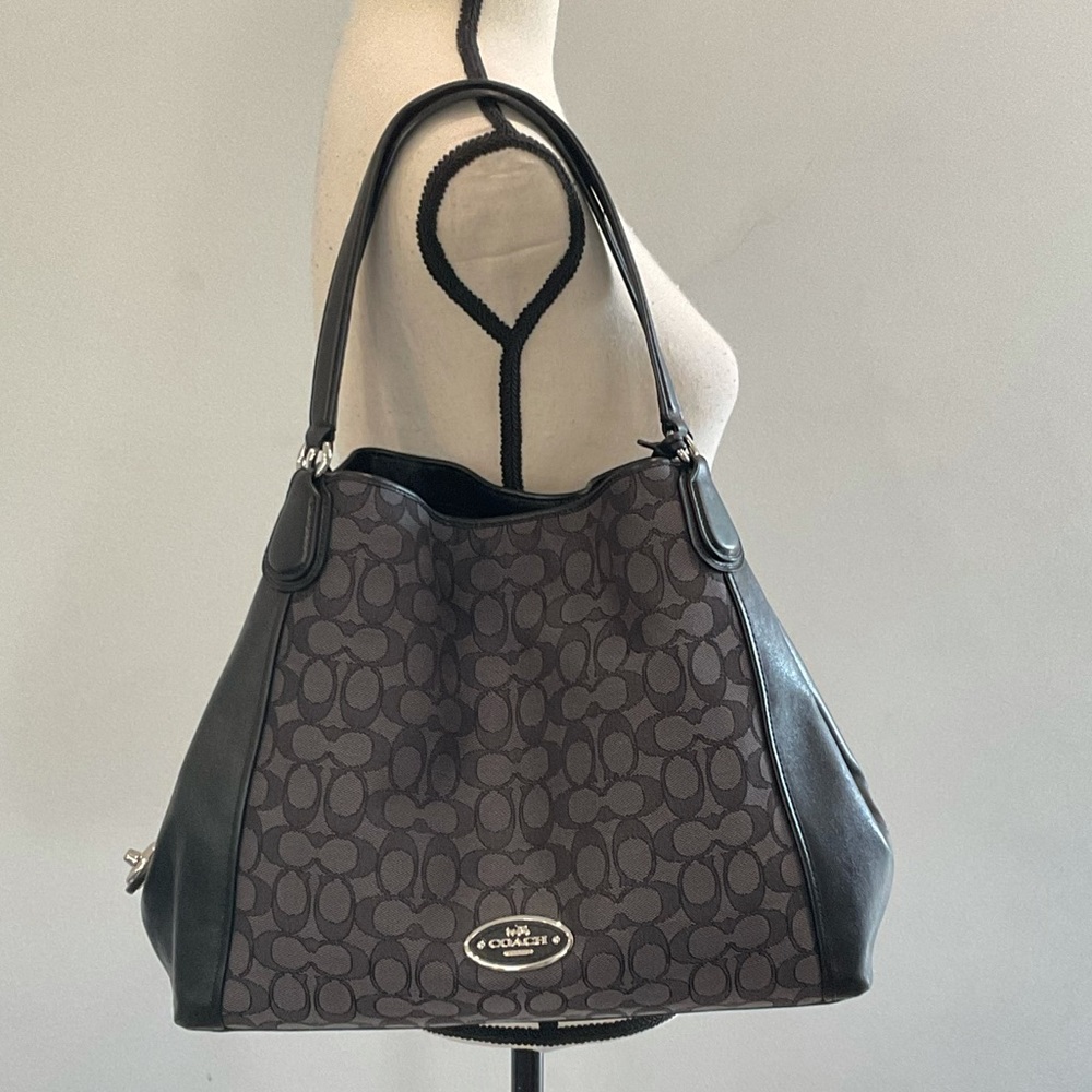 Authentic Coach tote shoulder bag, black, gray